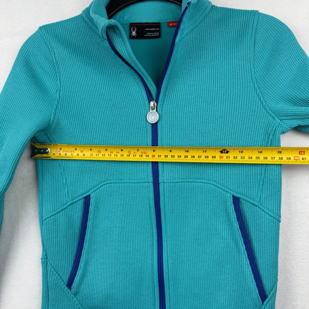 Spyder Kids Full Zip Jacket M‎ 10/12 Turquoise Blue Trim Active Sports